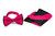 Bow Tie Handkerchief Set Two Tone HOT PINK / BLACK BowTie Hanky Pocket Square