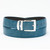 Men's Bonded Leather Belt Solid FRENCH BLUE Color LIZARD Skin Pattern Silver-Tone Buckle