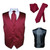 Men's Dress Vest NeckTie Hanky BURGUNDY Color Neck Tie Set Suit Tuxedo TALL 3XL