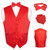 Men's Dress Vest BOWTie Hanky Solid RED Color Bow Tie Set Suit Tuxedo TALL 4XL