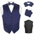 Men's Dress Vest BOWTie Hanky NAVY BLUE Color Bow Tie Set Suit Tuxedo TALL 4XL