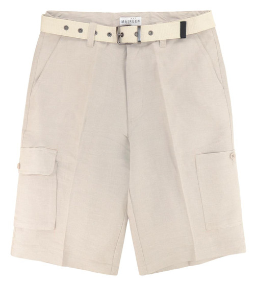 Men's Tan Cargo Shorts | Linen/Cotton Blend
