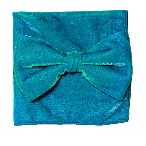 Men's Velvet Turquoise Bow Tie Hanky Set Suede Bowties