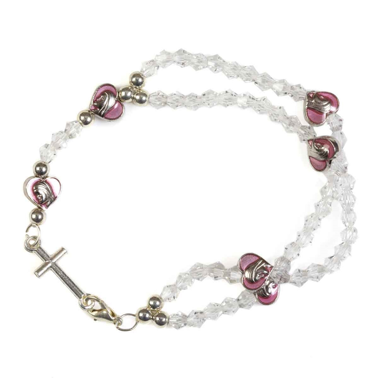 Pink rosary bracelet clearance