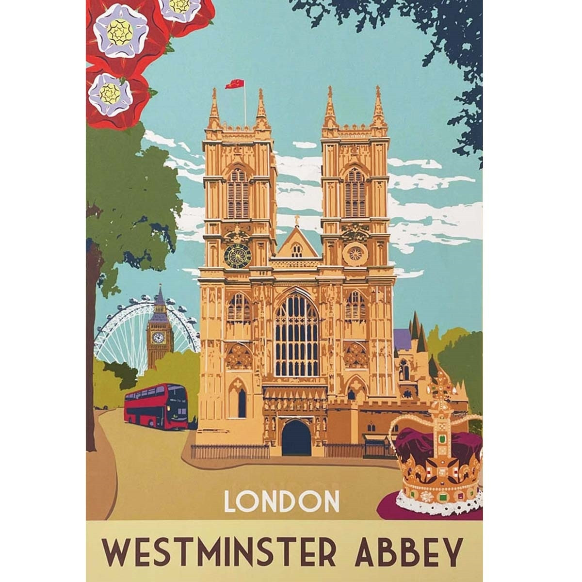 Westminster Abbey London Travel Poster Jigsaw Puzzle | Westminster