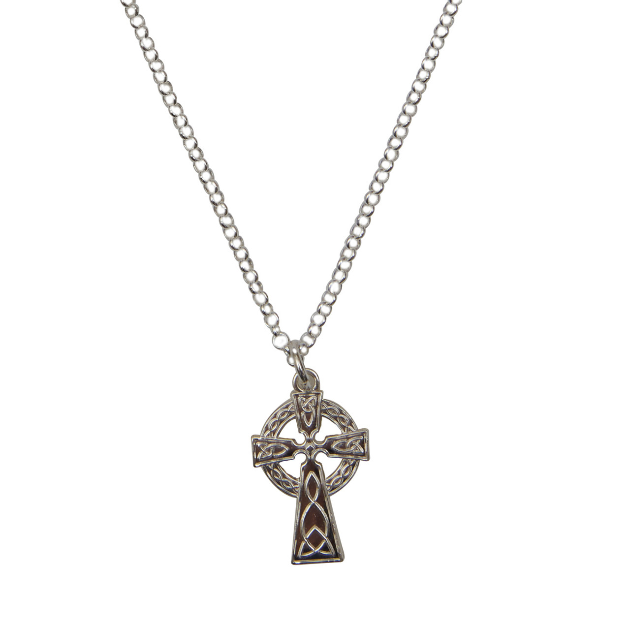 Modern Style Celtic Cross Necklace - Religious Pendant In Solid Silver