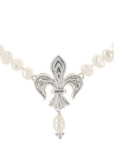 Fleur de Lys Pearl and Silver Necklace