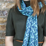 Rory Hutton Blue Chapter Tiles Silk Scarf