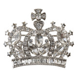 Large Crystal Crown Brooch