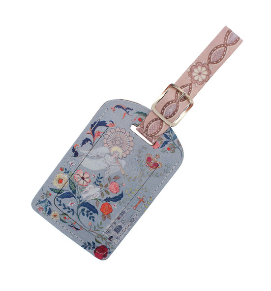 Floral Abbey Leather Luggage Tag