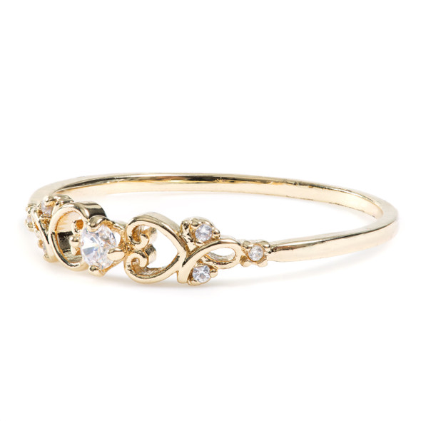 Gold Tone Victorian Cubic Zirconia Ring