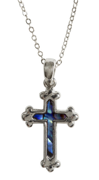 Silver and Blue Cross Necklace