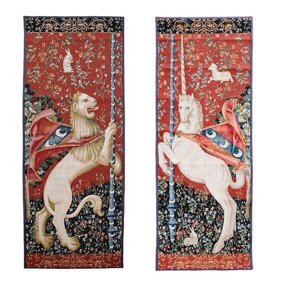 Cluny Lion and Unicorn Tapestry Wall Hanging Set