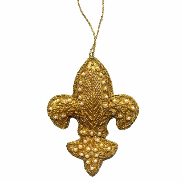 Gold Faux Pearl Fleur De Lys Decoration