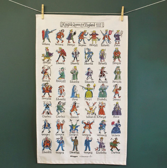 British Kings and Queens Timeline Cotton Tea Towel