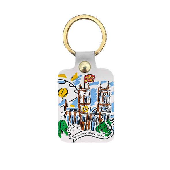 Westminster Abbey Scenes of London Leather Keyring