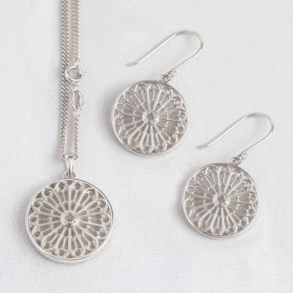Westminster Abbey Rose Window Sterling Silver Necklace