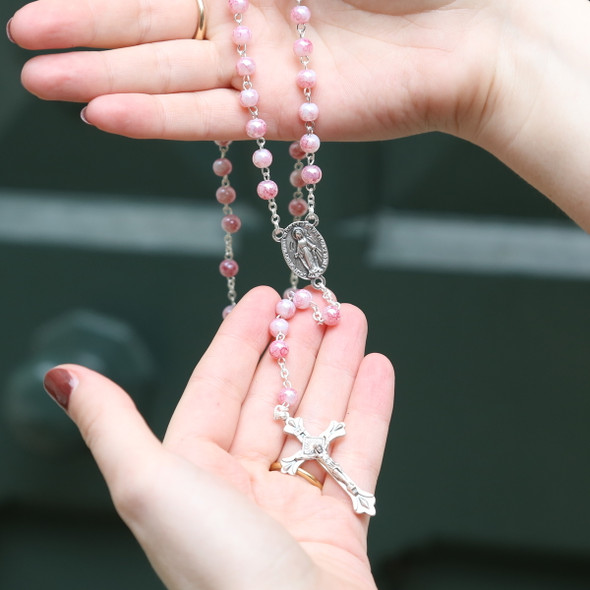 Pink Glass Rosary