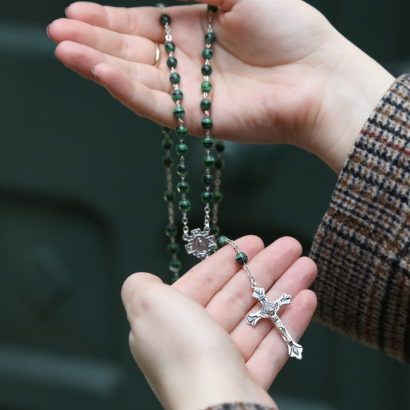 Green Glass Rosary Beads