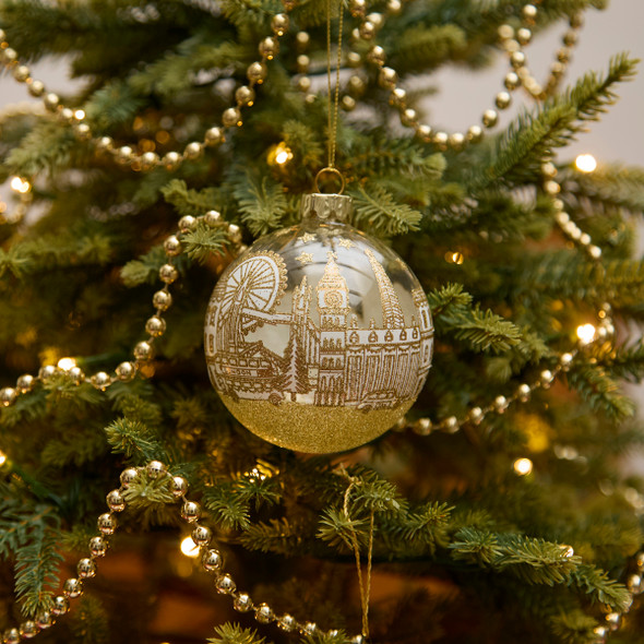 Clear Glass London Skyline Bauble