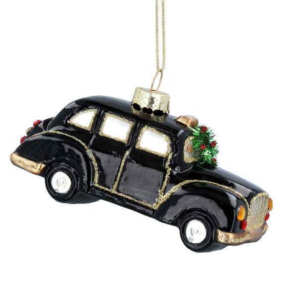 London Taxi with Wreath Glass Decoration