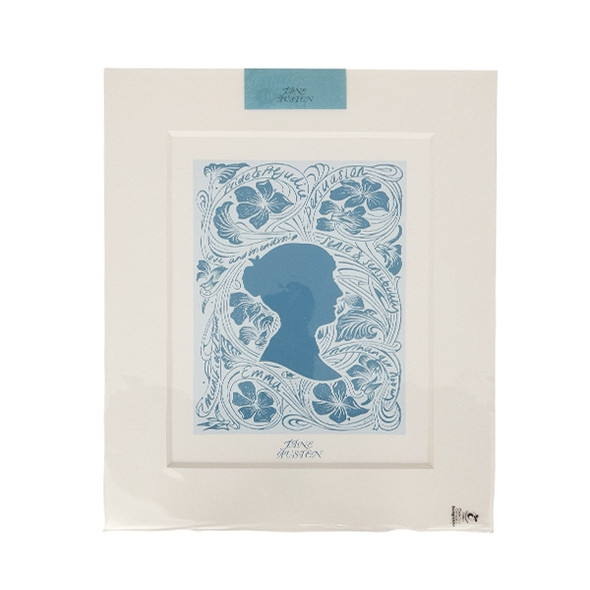 Jane Austen Blue Silhouette Print