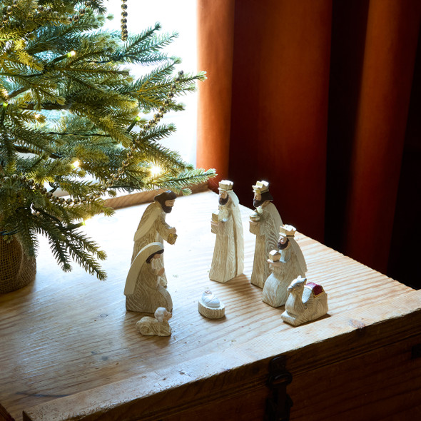 Resin Wood Effect Nativity Set