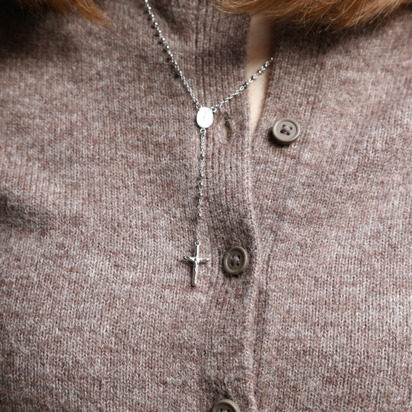 Sterling Silver Rosary Necklace