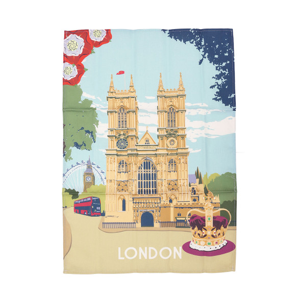Westminster Abbey London Travel Poster Cotton Tea Towel