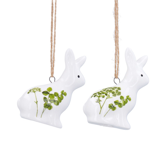 Ceramic Spring Hedgerow Bunny Decoration