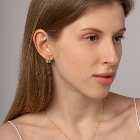 Royal Hexagon 18k Gold Plated Earrings