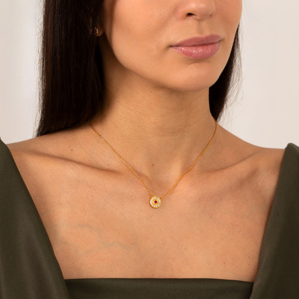 Reina Crown 24k Gold Plated Floral Pendant
