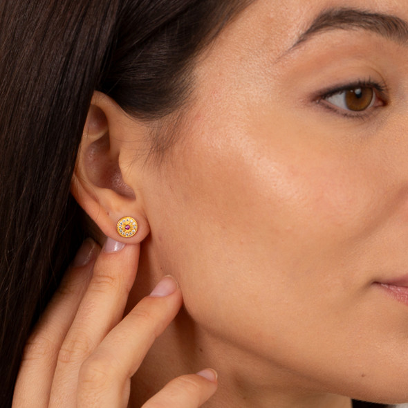 Reina Crown 24k Gold Plated Floral Earrings
