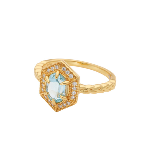 Royal Hexagon 18k Gold Plated Ring