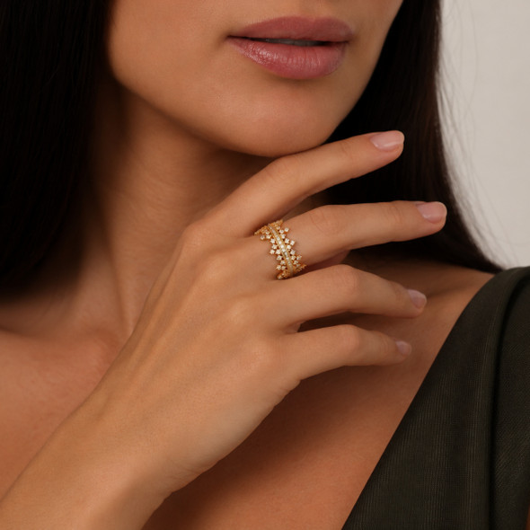 Reina Crown Filigree 24k Gold Plated Ring