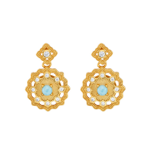 Blue Larimar 18k Gold Plated Earrings