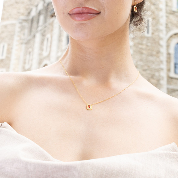 Mary II Garnet Orb 18k Gold Plated Necklace