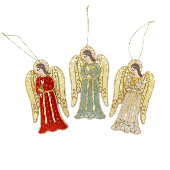 Velvet Angel Embroidered Christmas Decoration