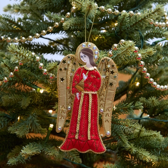 Velvet Angel Embroidered Christmas Decoration
