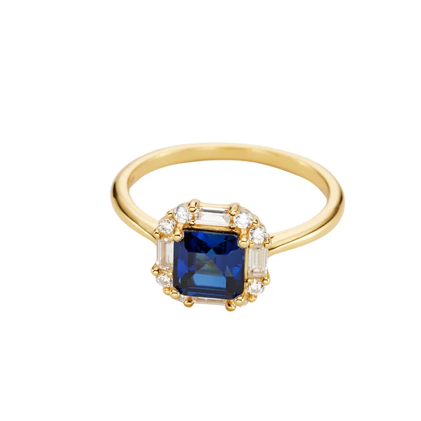 Blue Sapphire 18k Gold Plated Ring