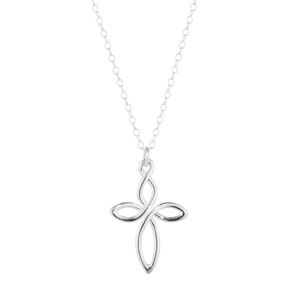 Silver Twist Cross Necklace