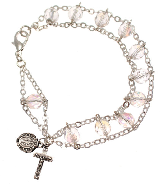 Clear Crystal Rosary Bracelet 