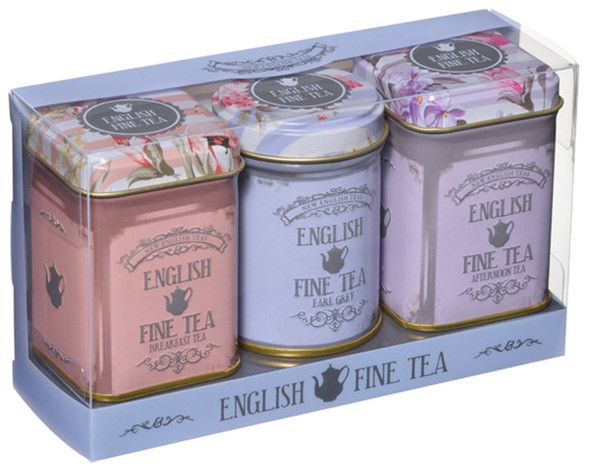 Floral Triple Tea Tin Set