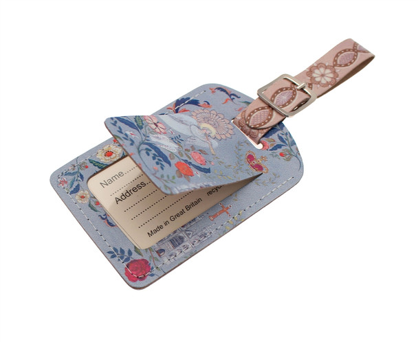 Floral Abbey Leather Luggage Tag