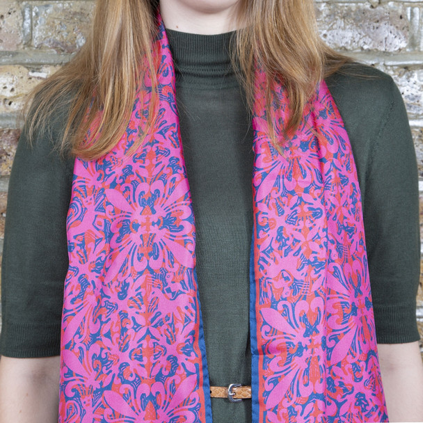 Rory Hutton Pink Chapter Tiles Silk Scarf