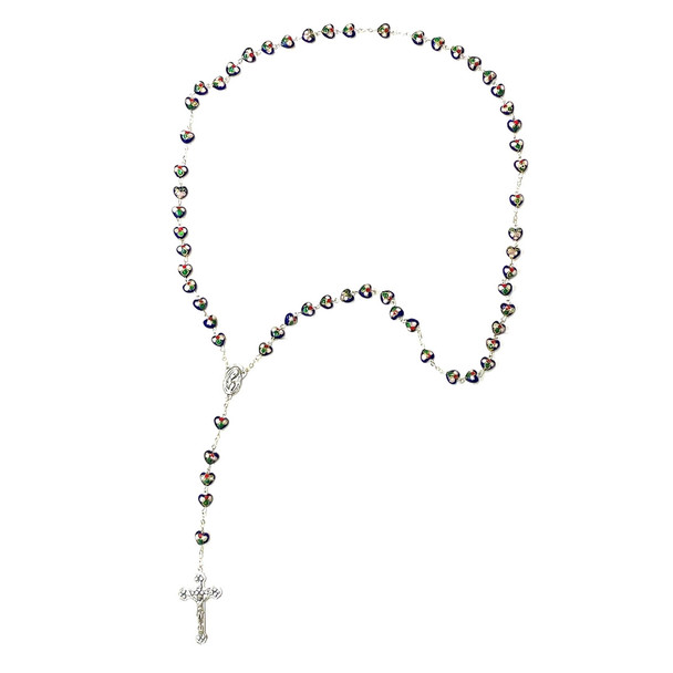 Cloisonné Heart Blue Rosary