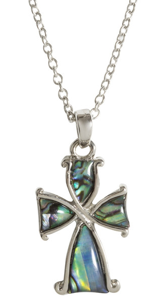 Mother of Pearl Green Cross Necklace