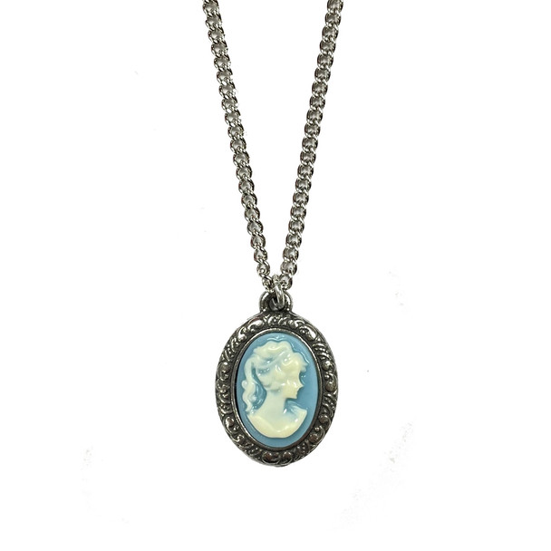 Pewter Queen Victoria Cameo Necklace