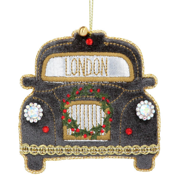 Black London Taxi Fabric Christmas Decoration Black London Taxi Fabric Christmas Decoration
