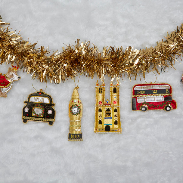 Black London Taxi Fabric Christmas Decoration Black London Taxi Fabric Christmas Decoration